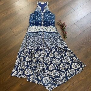 Bar 111 blue and white floral multi printed midi dress